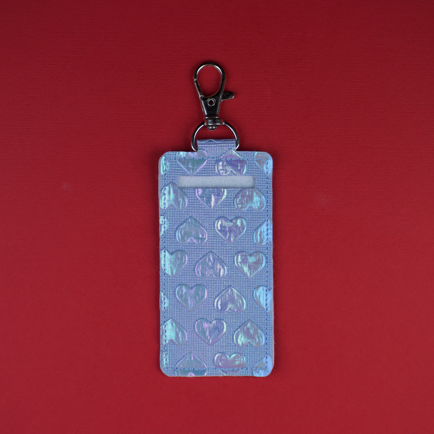 Light Blue Heart Faux Leather LipBalm Holder
