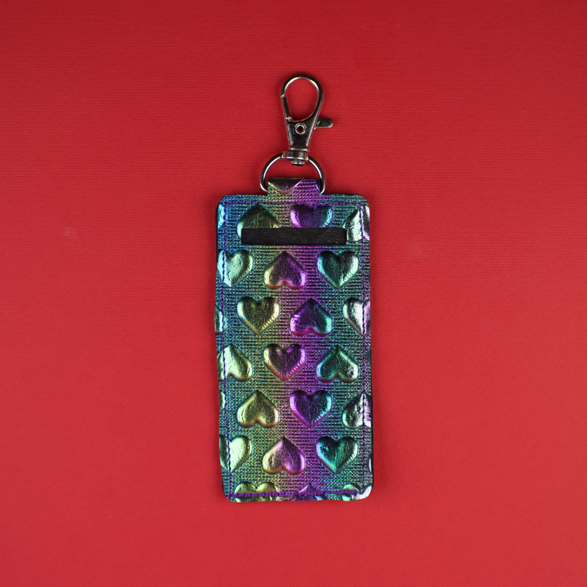 Multi Colour Heart Faux Leather LipBalm Holder
