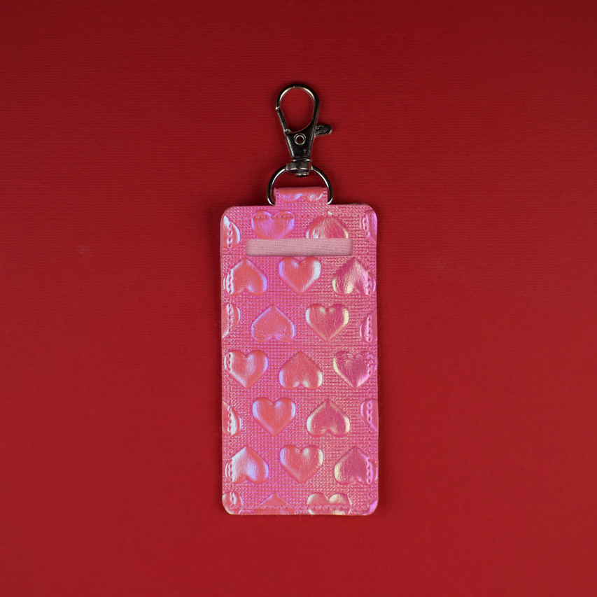 Pink Heart Faux Leather LipBalm Holder