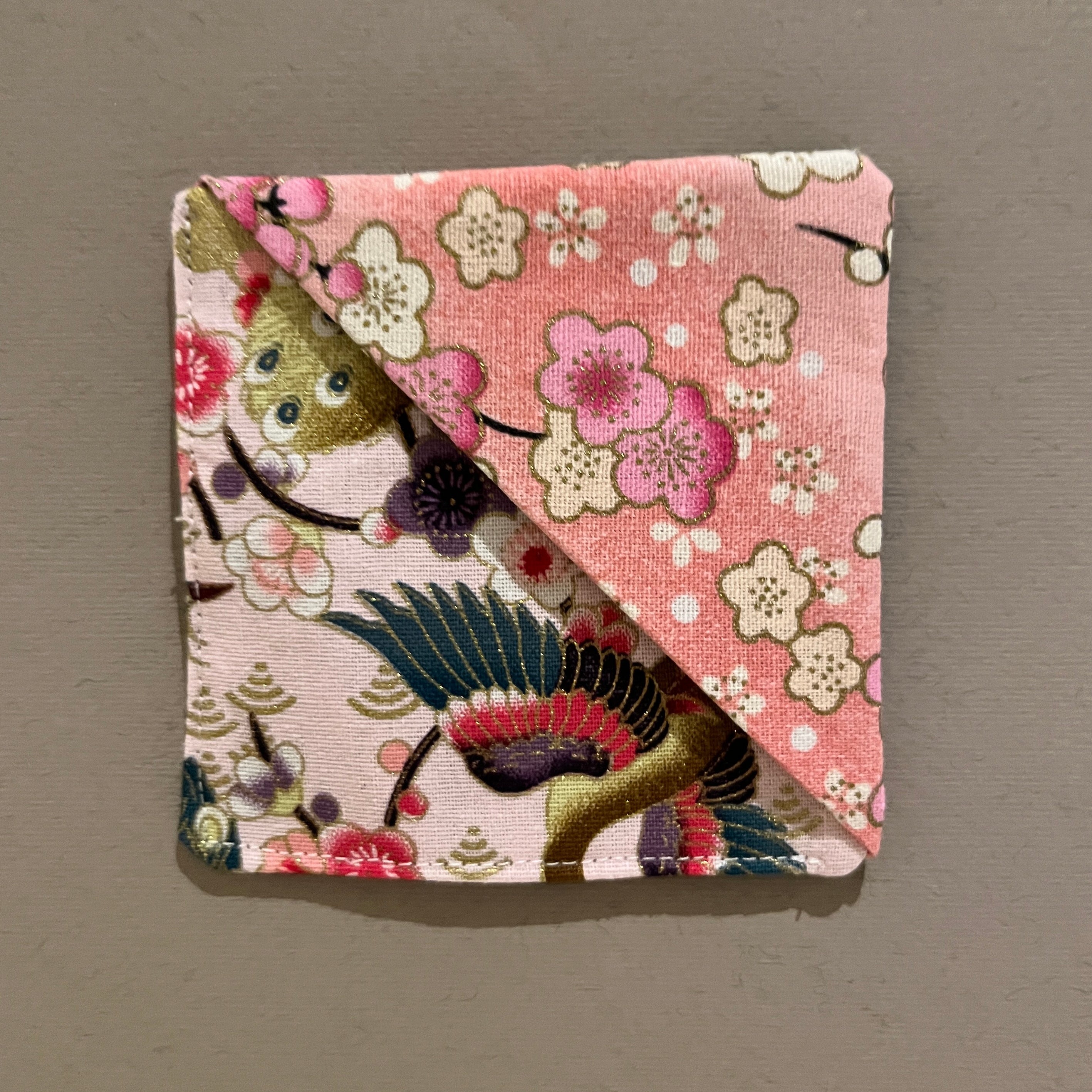 Pink Flower Peacock Corner Bookmark